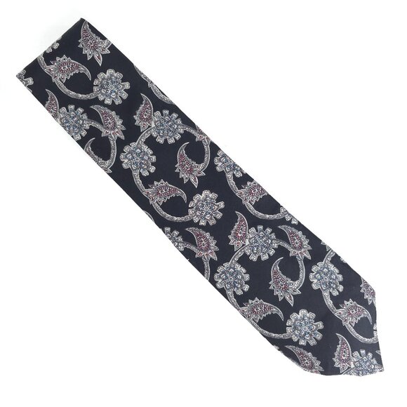 David Wilson Men Necktie All Silk Paisley Black Gray Size 58x4 - NWOT - USA - Picture 1 of 6